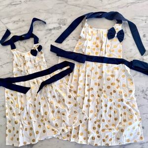 NEW Mother/Daughter Gold Polka Dot Apron Set